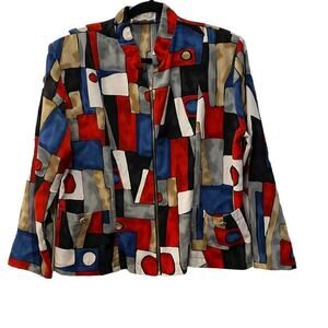 Vintage Kensington Square Abstract Full Zip Large 80s Retro